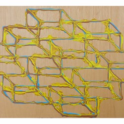 Alex Spremberg, Liquid Geometry 7, enamel on plywood, 39 x 61 x 3cm