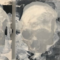 Chris Hopewell, Bone Transparency 2, 2020, acrylic and resin on paper on board, 28 x 38cm (diptych)