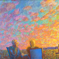 George Haynes, Nullarbor Dawn, 2021, acrylic and oil on canvas, 102 x 122cm