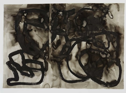 Vanessa Russ, Unseasonable Waterhole and Thunderstom 2, 2022, Indian ink on Fabriano paper, 100 x 140cm