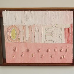 Tom Freeman, Quiet, 2022, oil and acrylic on plywood with sheoak, jarrah, banksia and pine frame, 32 x 46cm