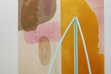 Penny Coss, Uncertain Bounds 3 (detail), 2022, acrylic and oil on canvas with steel frame, 210 x 180 x 100cm. Acorn Photo