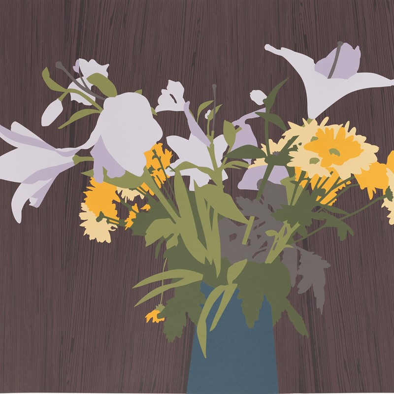 Joanna Lamb, Vase and Flowers 01 (detail), 2022, screenprint on paper, 61.5 x 68cm