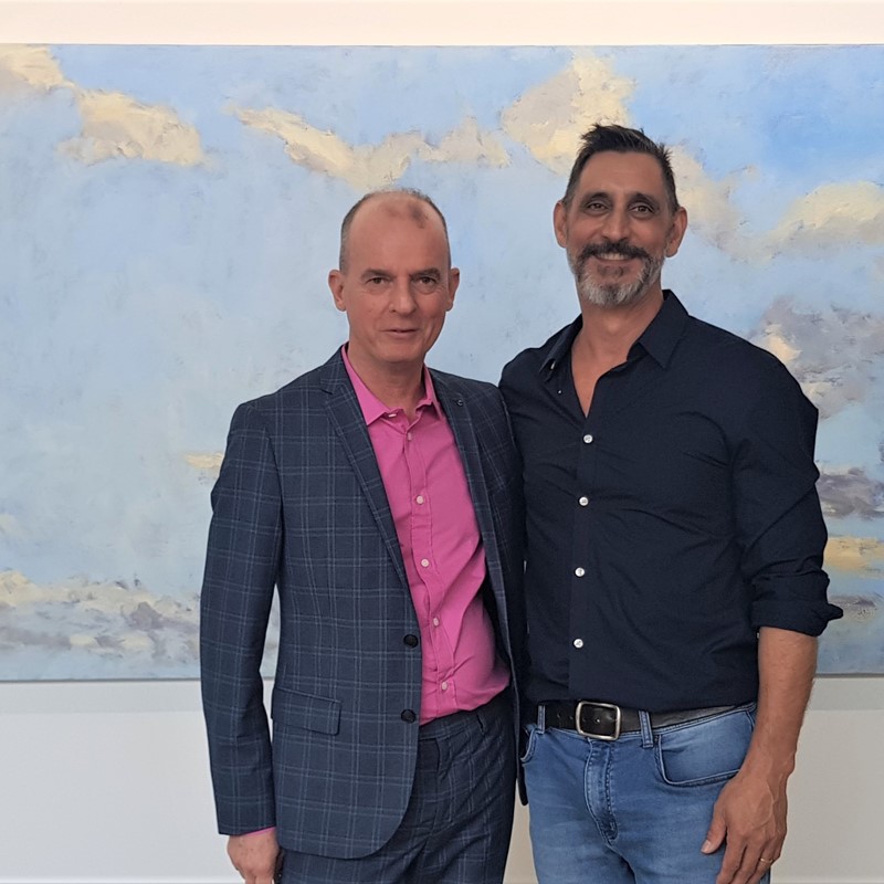 Kevin Robertson and Antony Muia 2023. Artwork: Kevin Robertson, Winter Clouds II, 2022, oil on canvas, 121.3 x 300cm