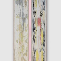 Jon Tarry, Screed, 2023, oil paint on board, lumina light and timber frame, 244 x 90 x 11cm
