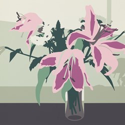 Joanna Lamb, Vase and Flowers 02, 2023, screenprint on paper, 46 x 61cm, ed. 10