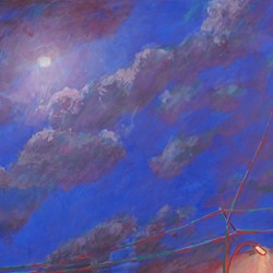 George Haynes, Night Lights, 2022, oil on canvas, 96.5 x 117cm