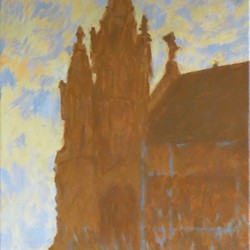 Kevin Robertson, St Patrick's Basilica, Yellow, 2023, oil on canvas, 71.2  x 51.3cm.JPG