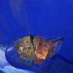 George Haynes, Aloha, 1988, oil on canvac, 142 x 170cm