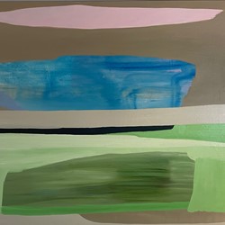 Jo Darbyshire, Pink and Blue Lakes, 2024, oil on canvas, 100 x 120cm