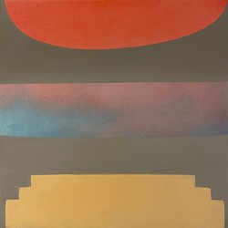 Jo Darbyshire, Hay Bale Lake 1, 2023, oil on canvas, 50 x 50cm
