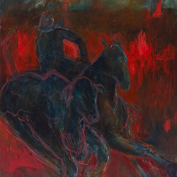 Angela Stewart, Campdraft, 2002-2018, oil on canvas, 180 x 150cm