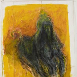 Angela Stewart, The Rider in Yellow #1, 2024, oil, pastel and charcoal on Arches paper, 230 x 200cm