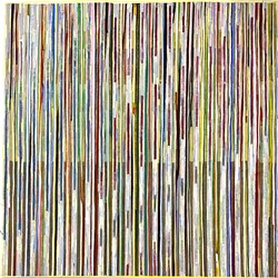 Eveline Kotai, Forest 1, 2023, acrylic and polyester thread on canvas, 76 x 76cm