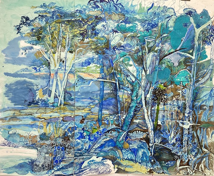 Antony Muia, Dominion, 2024, pencil, ink and watercolour on paper, 151 x 186cm